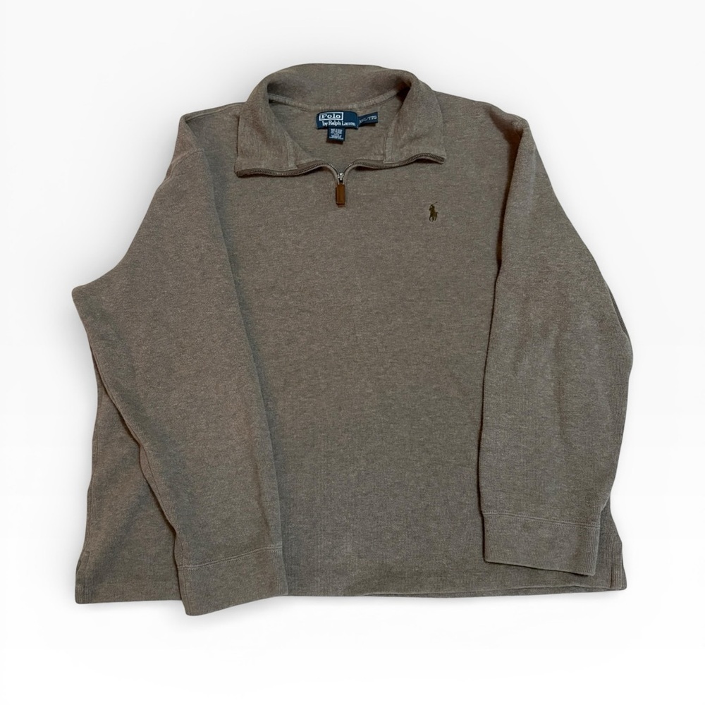 Vintage 90s Mocha Brown Polo Ralph Lauren Quarter Zip Mens XXL